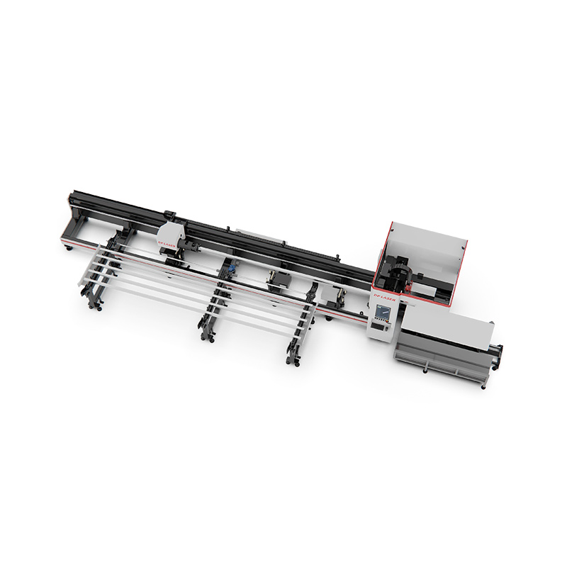 Industrial fiber laser tube cutting machine processing metal profiles