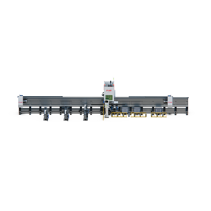 Industrial tube laser cutting machine processing complex metal profiles on the shop floor